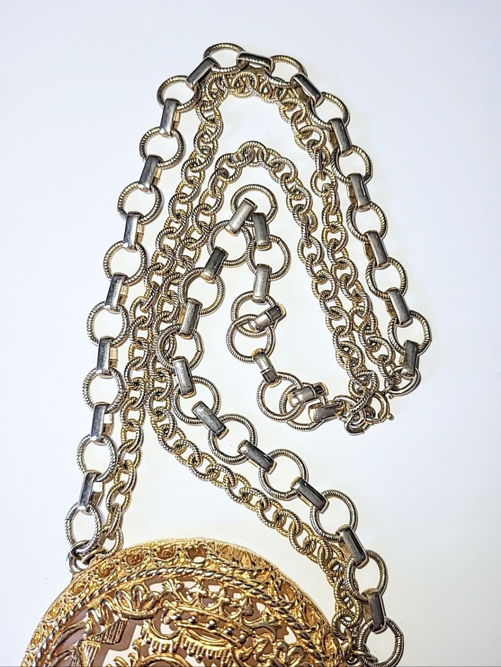 Napier Phoenix & Lion Medallion Runway Necklace 1970s - Picture 3 of 9